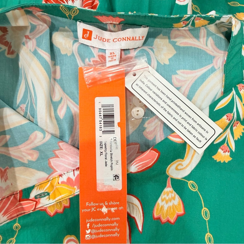 Jude Connally XL Mirabella Belted Maxi Dress Stretch Cotton Floral Jade NWT $268 - Picture 14 of 15